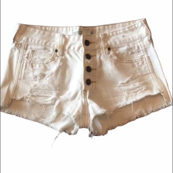 Abercrombie & Fitch Button Fly Cut Off Shorts sz 0 - Picture 7 of 7